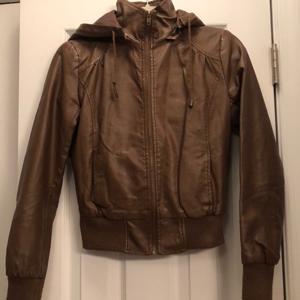 Brown faux leather jacket Forever 21 Size Small